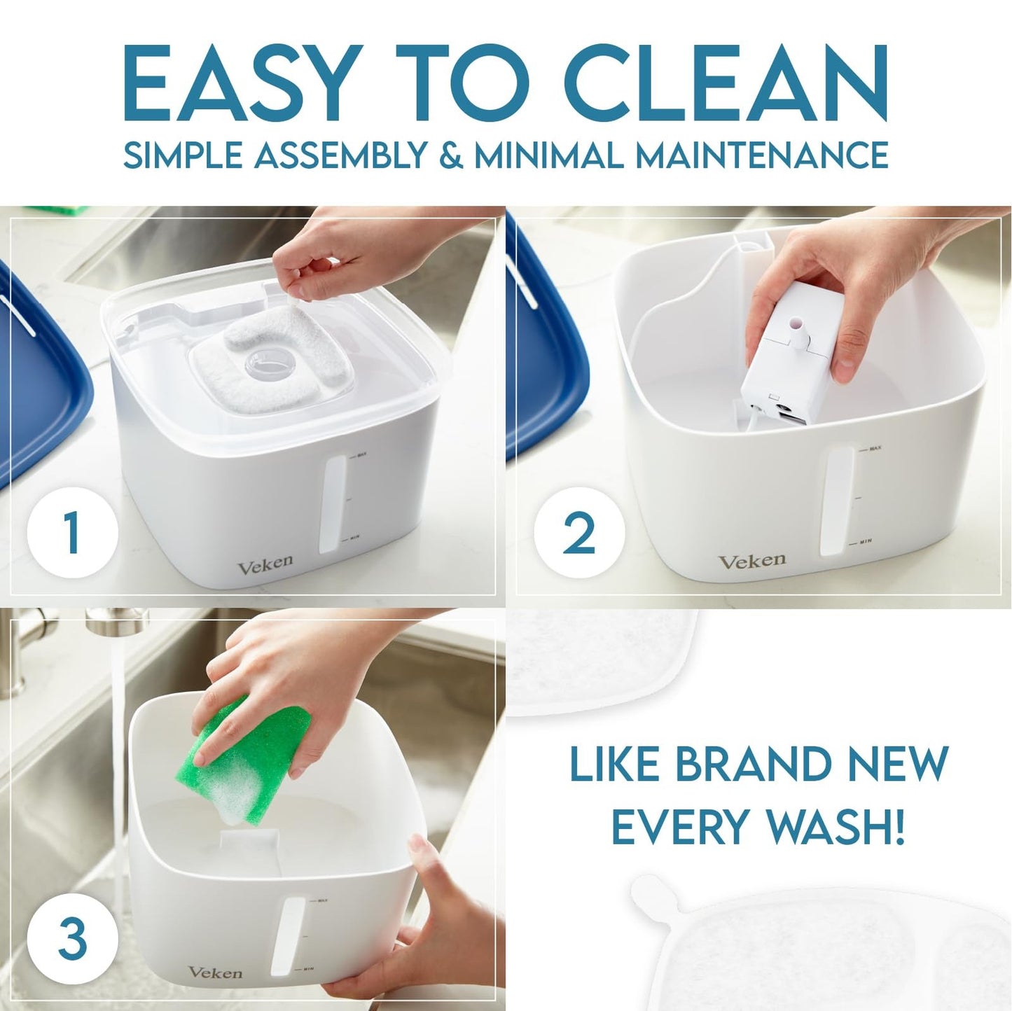 Veken 95Oz/2.8L Pet Fountain, Automatic Cat Water Fountain Dog Water D