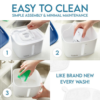 Veken 95Oz/2.8L Pet Fountain, Automatic Cat Water Fountain Dog Water D