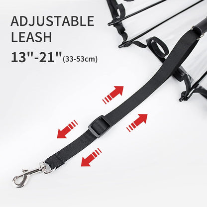 Clear Dog Umbrella for Small Dogs, Self-Assembly Dog Umbrella Leash, Doggie Rain Umbrella, Puppy Walking Umbrella with Adjustable Leash
