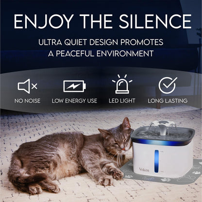 Veken 95Oz/2.8L Pet Fountain, Automatic Cat Water Fountain Dog Water D