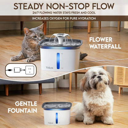 Veken 95Oz/2.8L Pet Fountain, Automatic Cat Water Fountain Dog Water D