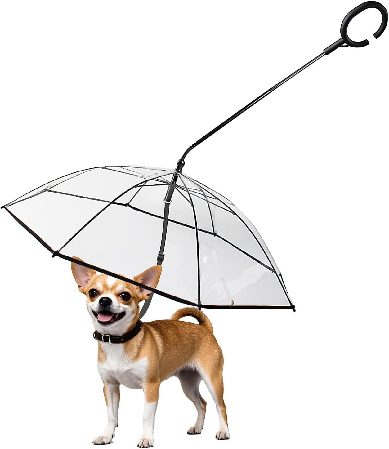 Clear Dog Umbrella for Small Dogs, Self-Assembly Dog Umbrella Leash, Doggie Rain Umbrella, Puppy Walking Umbrella with Adjustable Leash